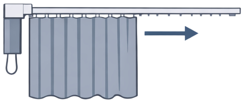 одинарная штора, мотор слева