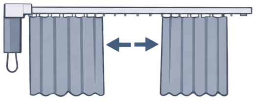 две шторы, мотор слева