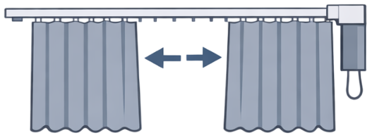 две шторы, мотор справа