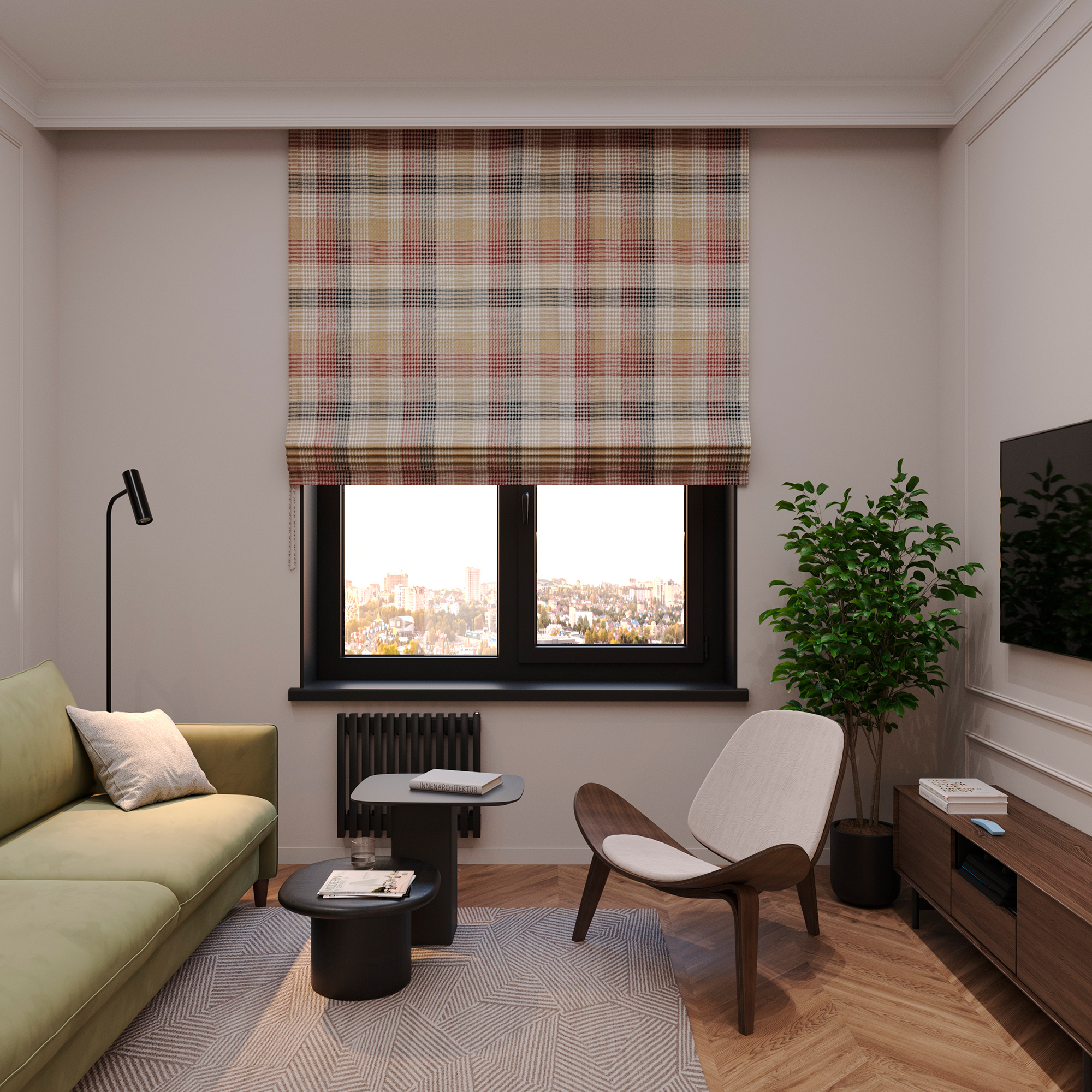 Римская штора в клетку Tartan color 1