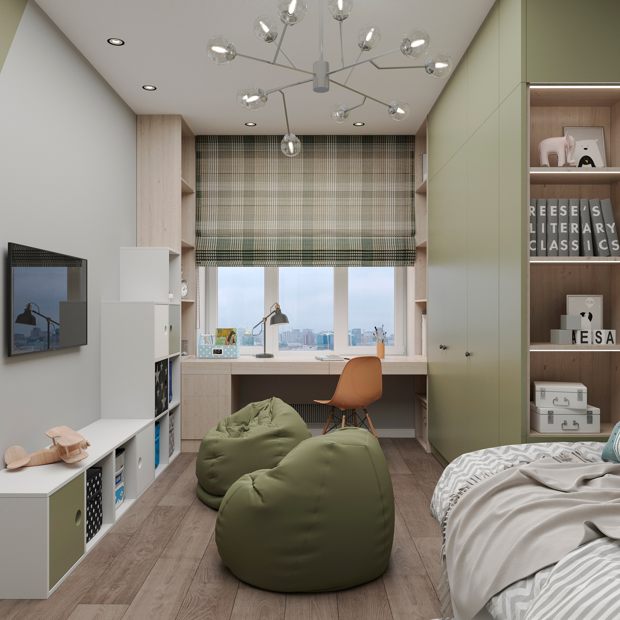 Римская штора в клетку Tartan color 4