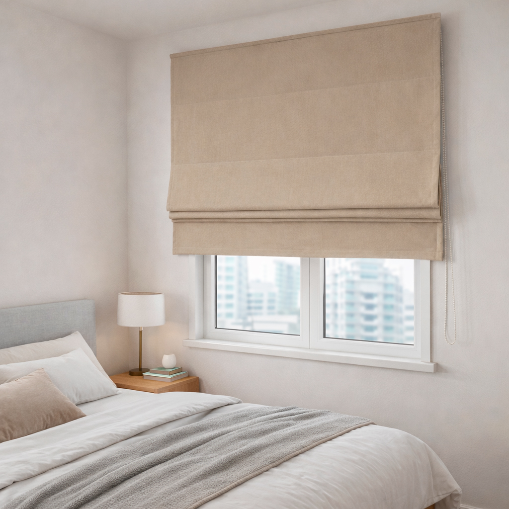 Римская штора Blackout Velvet светло бежевый бархат