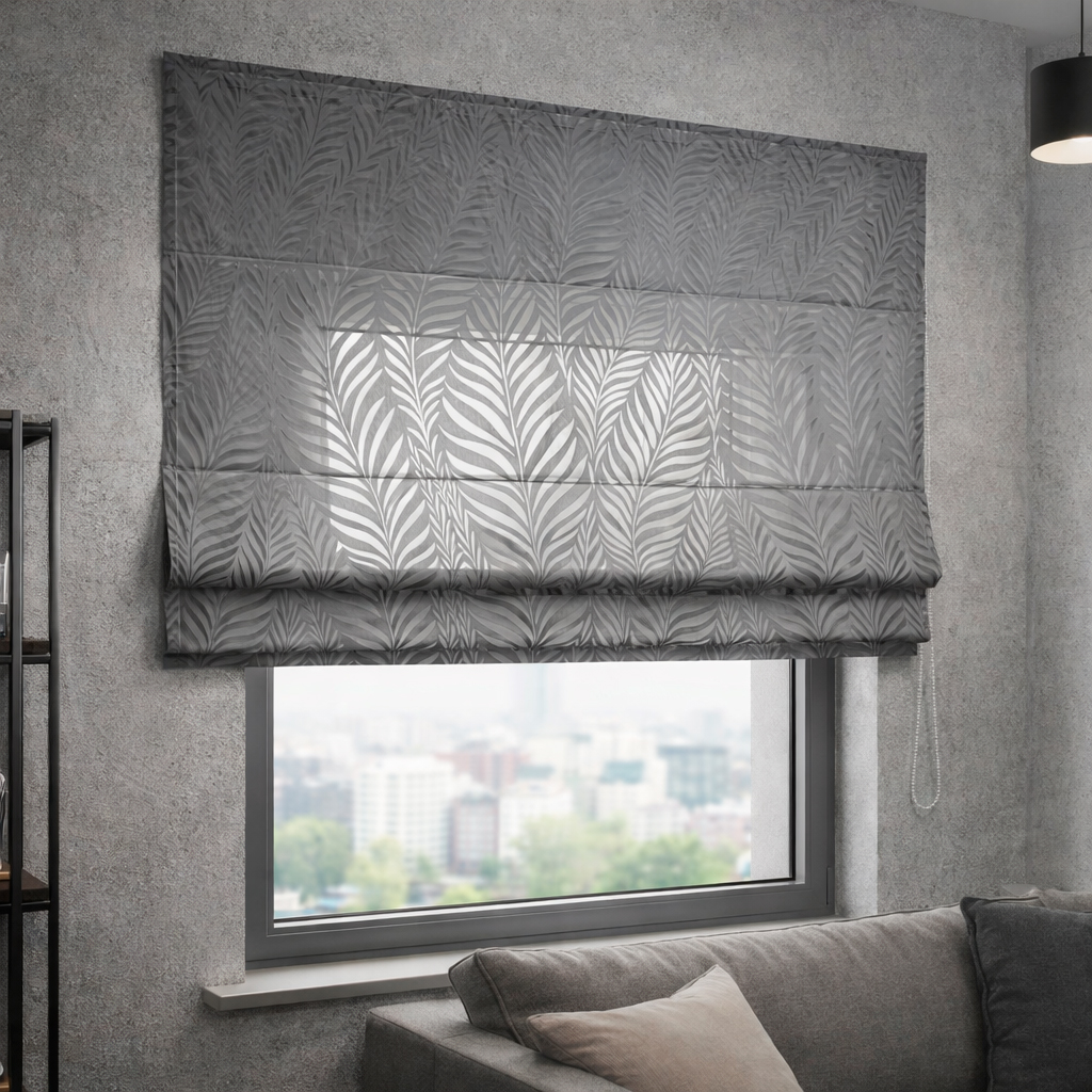 Римская штора Forest Plants серая