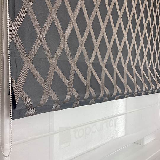 Двойная римская штора Crystal Glow серая с золотистыми ромбами