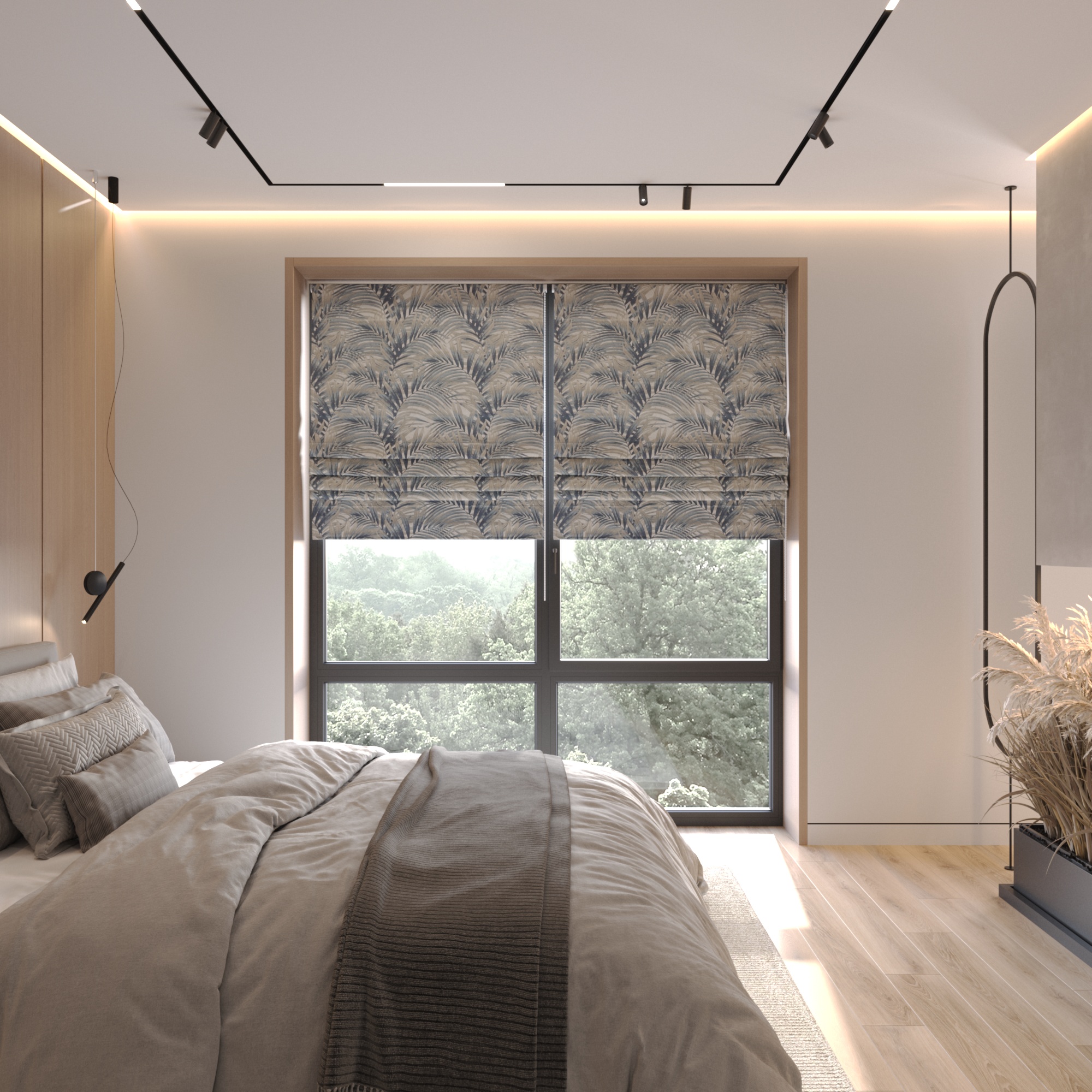 Римская штора Tropical Plants, хлопок