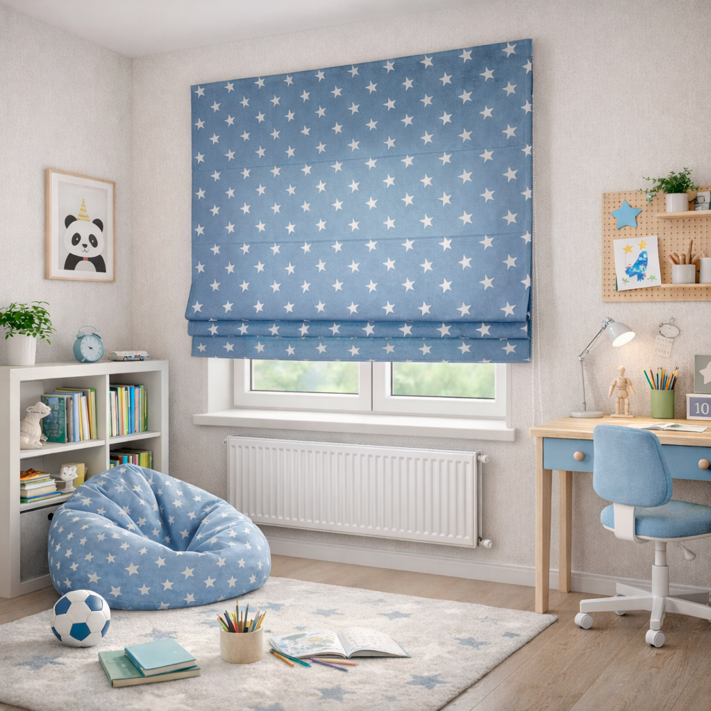 Римская штора Gentle Stars, голубая