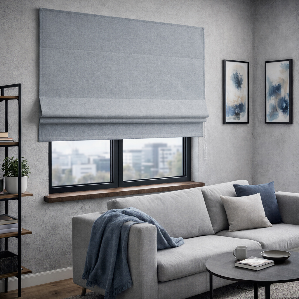 Римская штора блэкаут Night silence, светло-серая