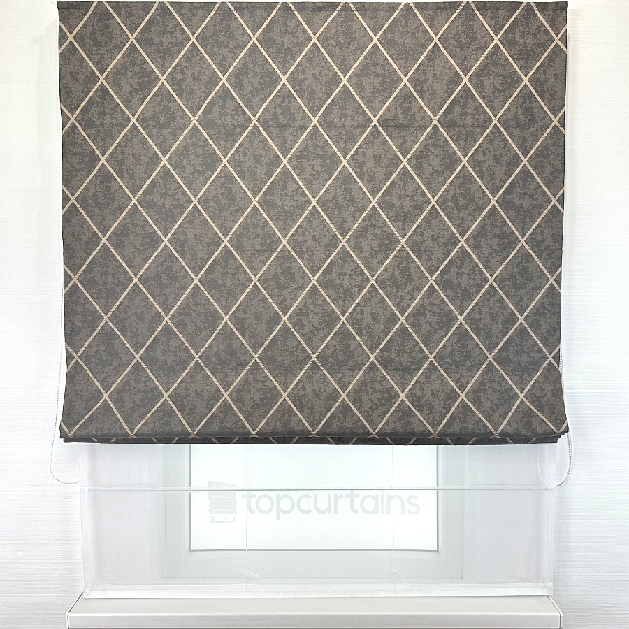 картинка Двойная римская штора Geometrics, коричневая от магазина Topcurtains