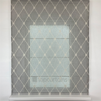 картинка Римская штора Geometrics Tulle  из серого льняного тюля с ромбами от магазина Topcurtains
