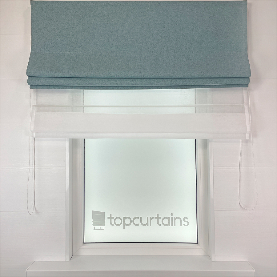 картинка Двойная римская штора Eclipse бирюзовый блэкаут с тюлем от магазина Topcurtains