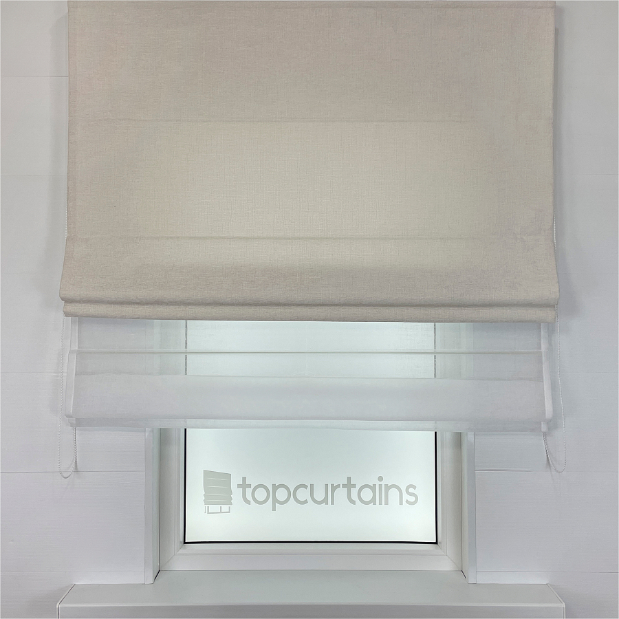 картинка Двойная римская штора Chenille Milk с тюлем от магазина Topcurtains