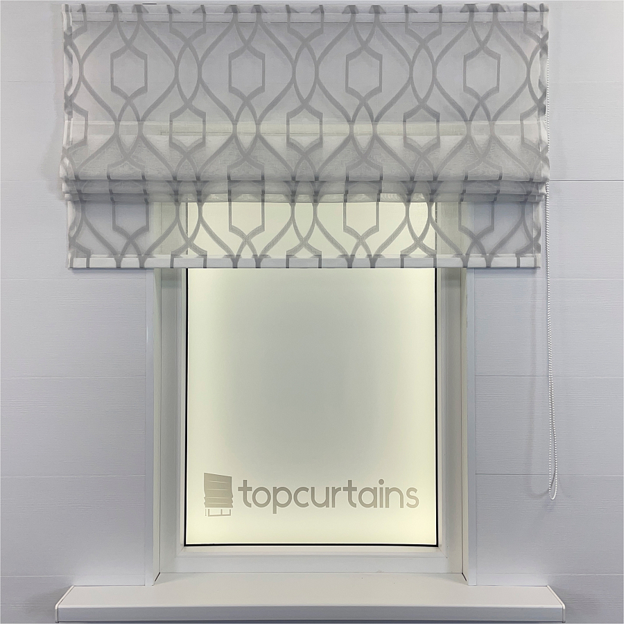 Римская штора Gray Lattice из прозрачного тюля с орнаментом