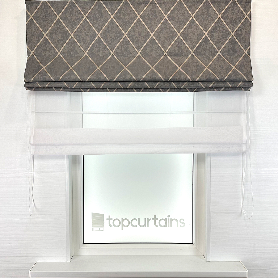 картинка Двойная римская штора Geometrics, коричневая от магазина Topcurtains