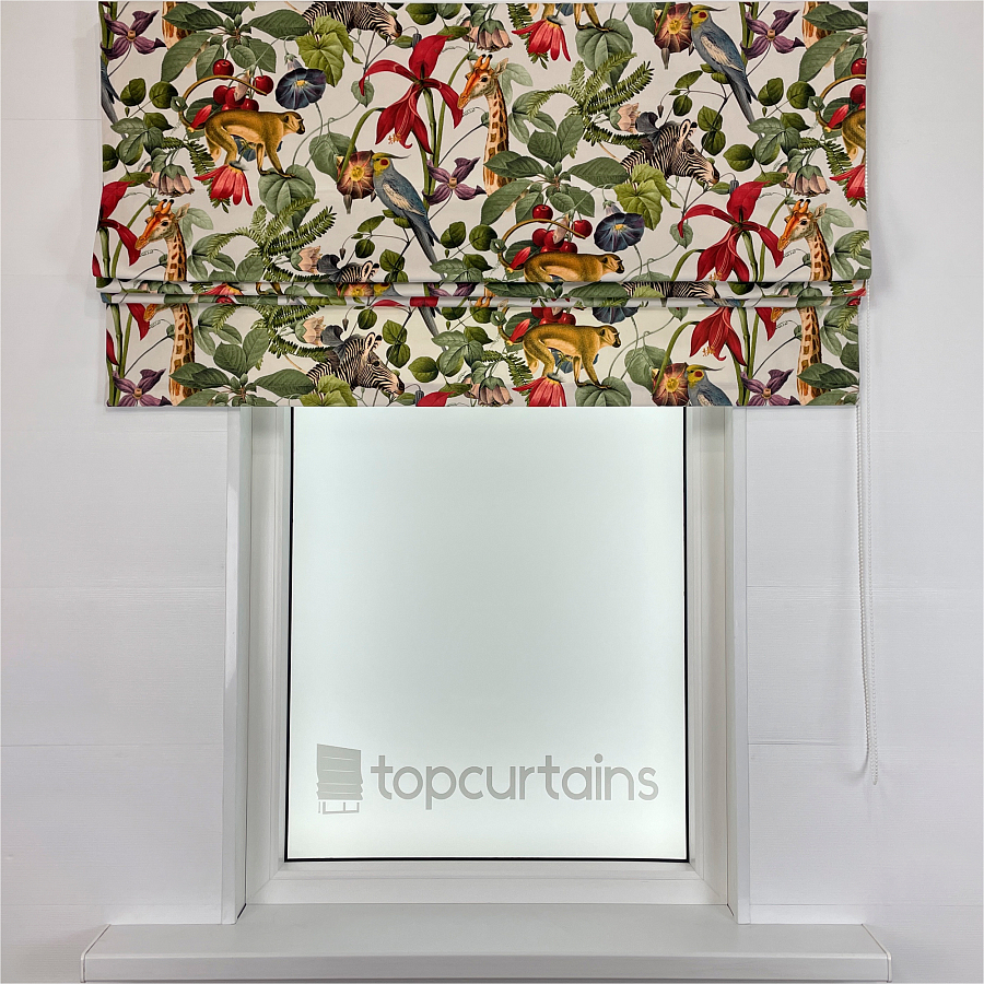 картинка Римская штора Jungle с животными и цветами от магазина Topcurtains