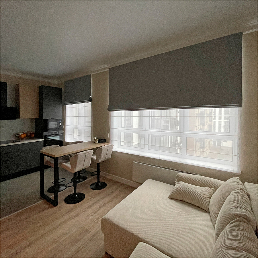 Двойная римская штора Eclipse темно серая