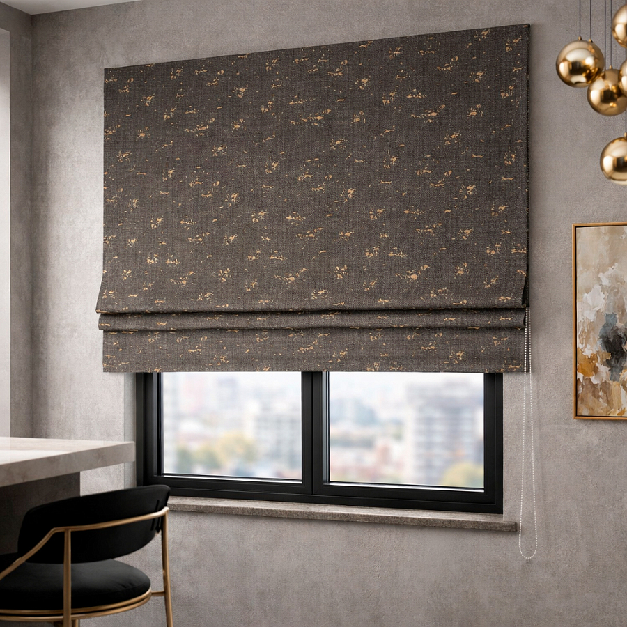 картинка Римская штора Mountain Gold графитовая от магазина Topcurtains