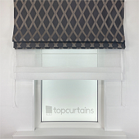 картинка Двойная римская штора Crystal Glow серая с золотистыми ромбами от магазина Topcurtains