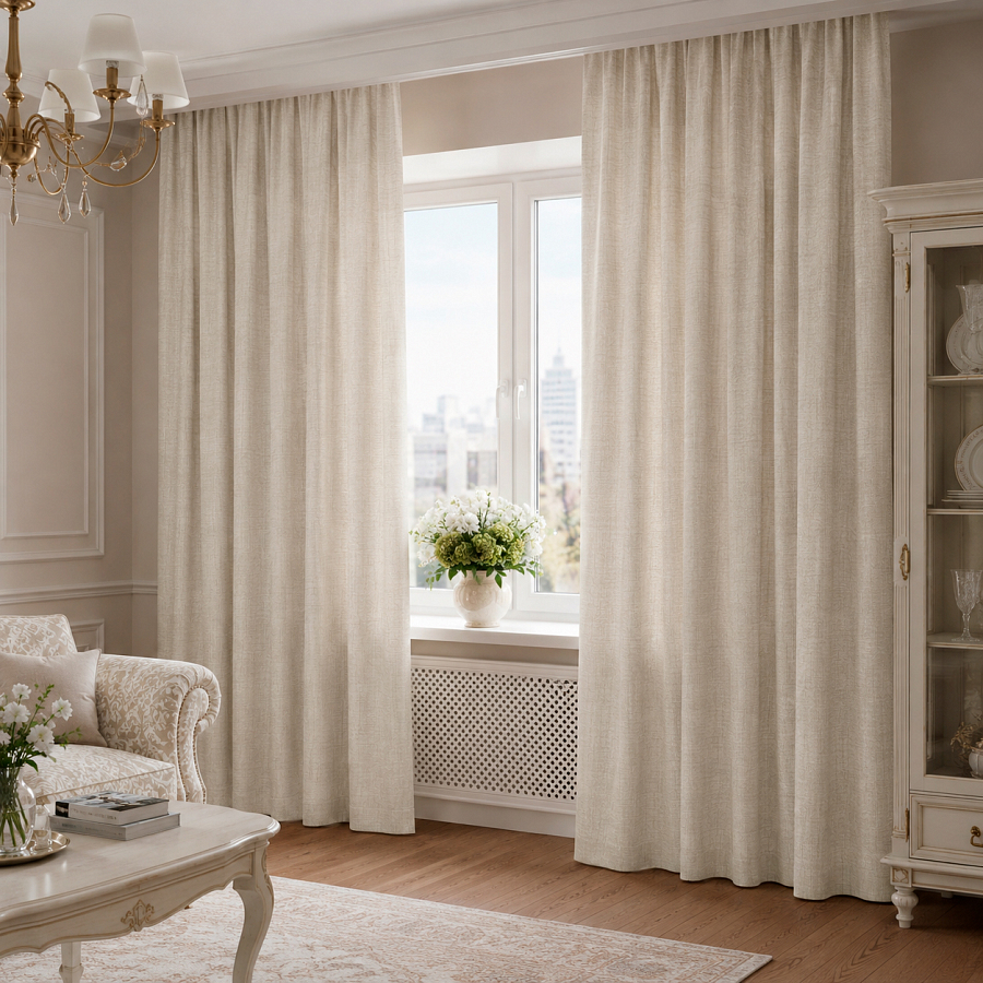 картинка Штора из белого шeнилла Chenille Milk от магазина Topcurtains