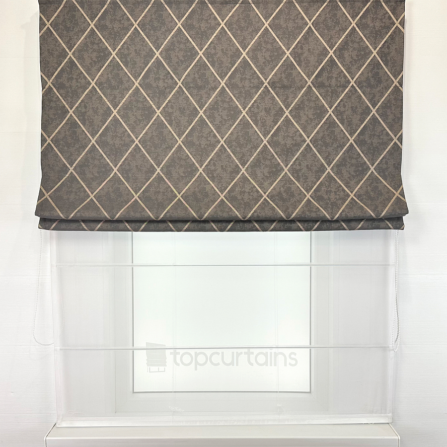 картинка Двойная римская штора Geometrics, коричневая от магазина Topcurtains