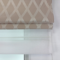 картинка Римская штора день и ночь Crystal Glow бежевая с ромбами от магазина Topcurtains