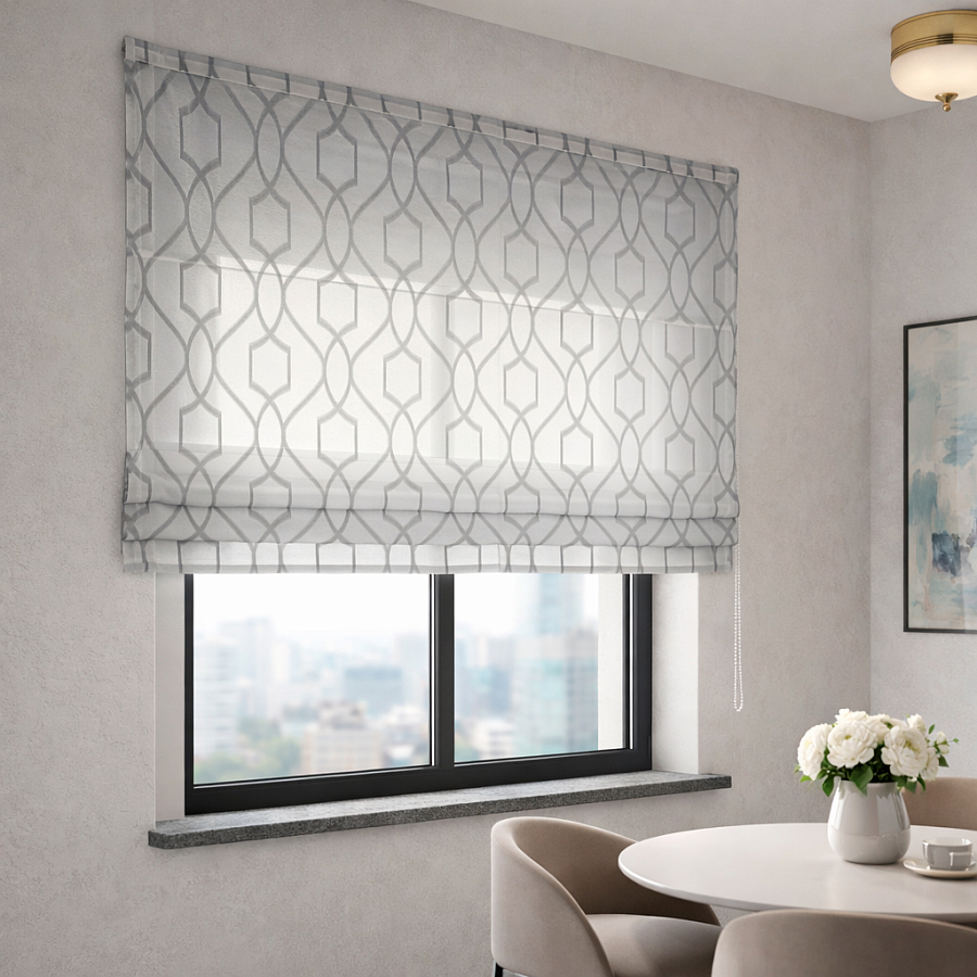картинка Прозрачная римская штора Gray Lattice от магазина Topcurtains