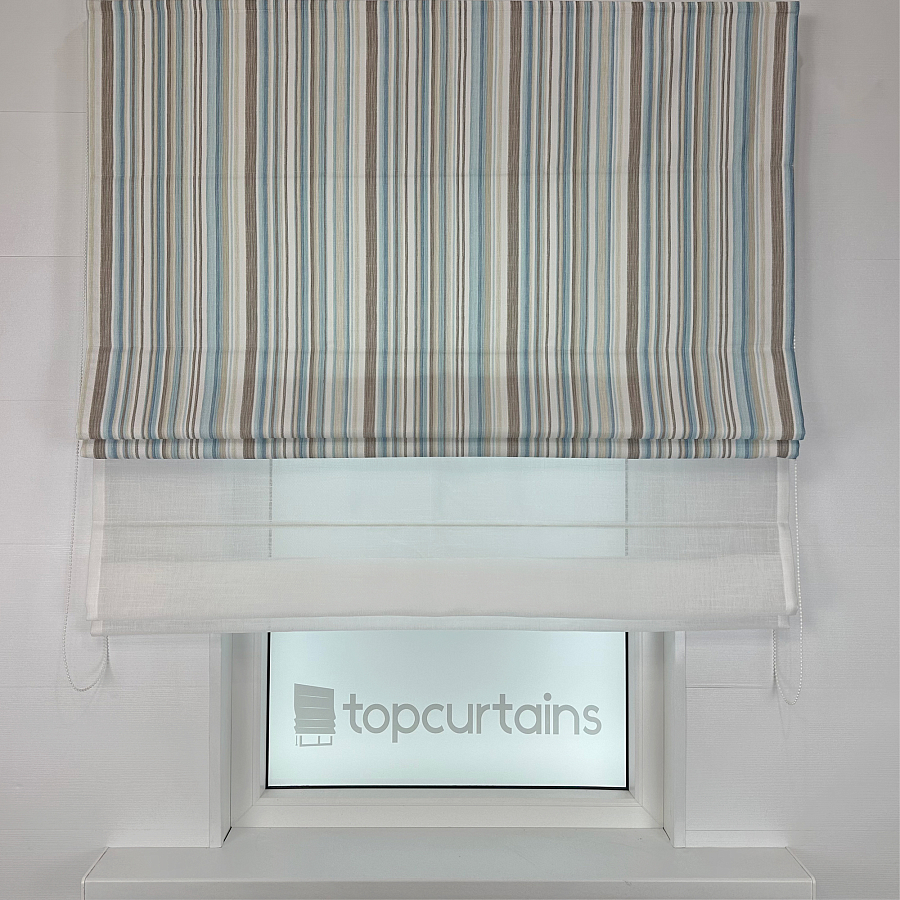 картинка Двойная римская штора день-ночь Candy Stripes голубая от магазина Topcurtains