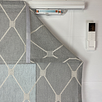 картинка Римская штора Geometrics Tulle  из серого льняного тюля с ромбами от магазина Topcurtains
