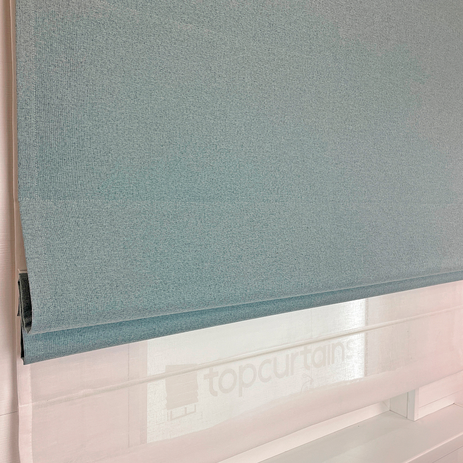 картинка Двойная римская штора Eclipse бирюзовый блэкаут с тюлем от магазина Topcurtains