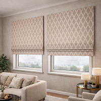 картинка Римская штора Crystal Glow бежевая с ромбами от магазина Topcurtains