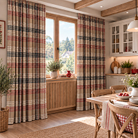 картинка Штора из рогожки в клетку Tartan красный от магазина Topcurtains