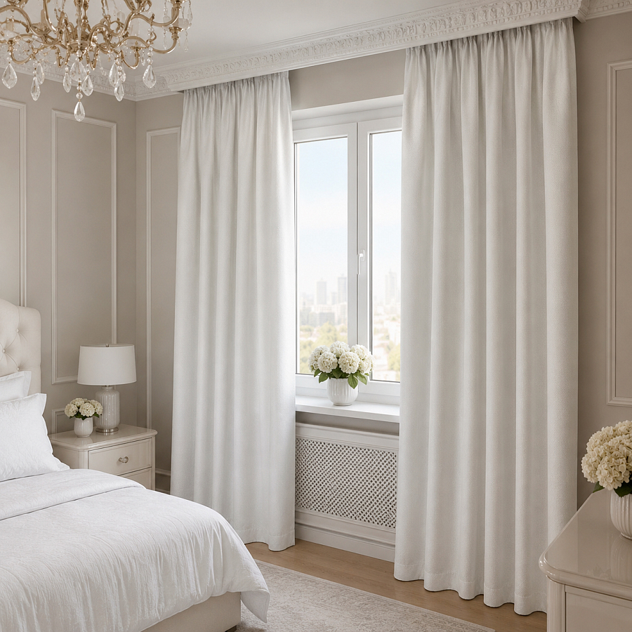картинка Штора из белого блэкаута White Cover от магазина Topcurtains