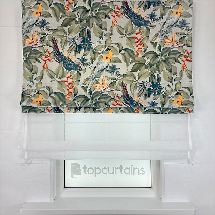 картинка Двойная римская штора Funny Parrots день и ночь от магазина Topcurtains