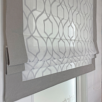 картинка Прозрачная римская штора Gray Lattice Frame с серым кантом от магазина Topcurtains