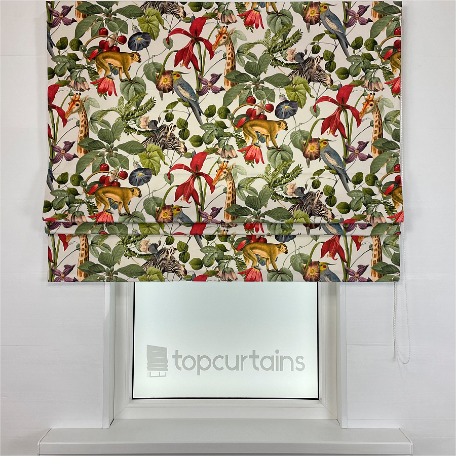 картинка Римская штора Jungle с животными и цветами от магазина Topcurtains