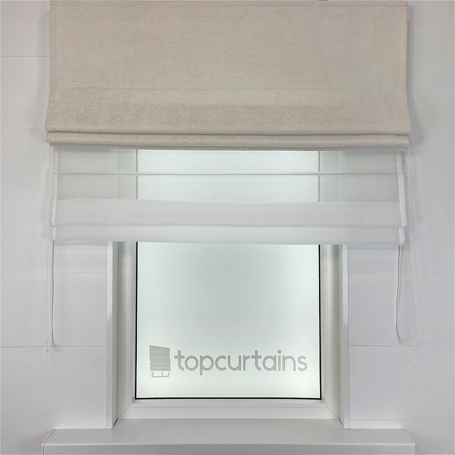 картинка Двойная римская штора Chenille Milk с тюлем от магазина Topcurtains