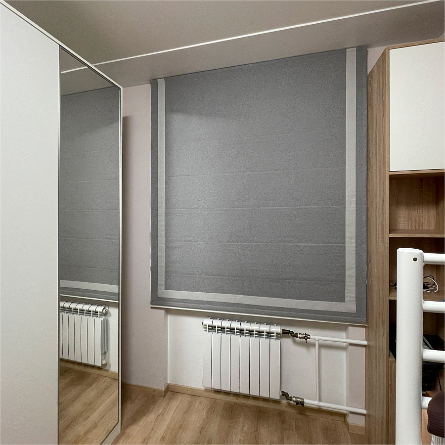 картинка Римская штора Eclipse Frame темно серая со светлым кантом от магазина Topcurtains
