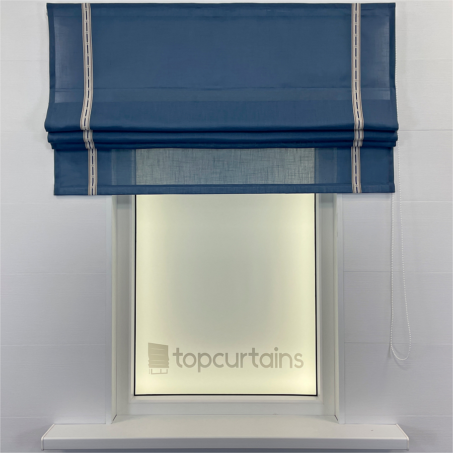картинка Римская штора Flax Melody, голубая с кантами от магазина Topcurtains