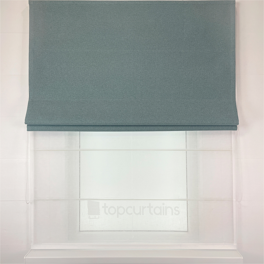 картинка Двойная римская штора Eclipse бирюзовый блэкаут с тюлем от магазина Topcurtains