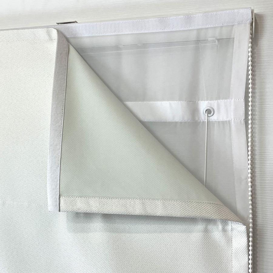 картинка Двойная римская штора White Cover с тюлем от магазина Topcurtains