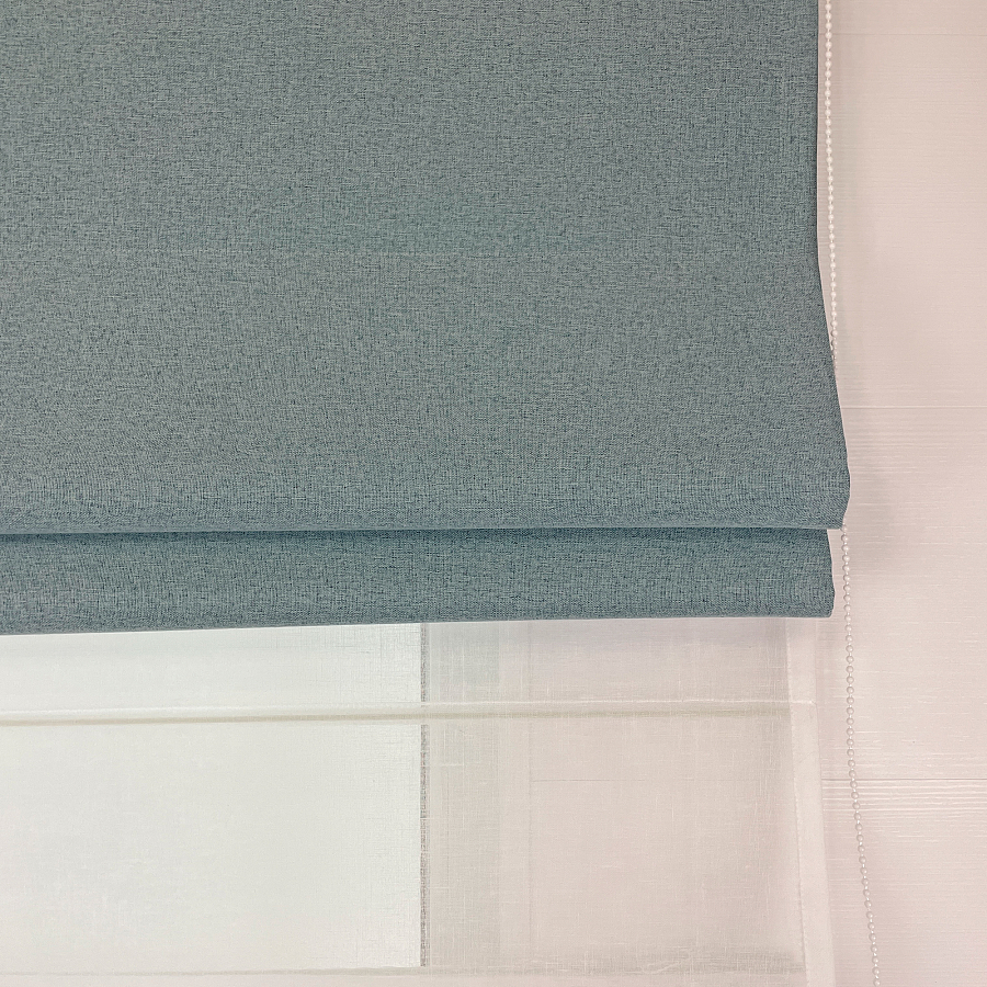 картинка Двойная римская штора Eclipse бирюзовый блэкаут с тюлем от магазина Topcurtains