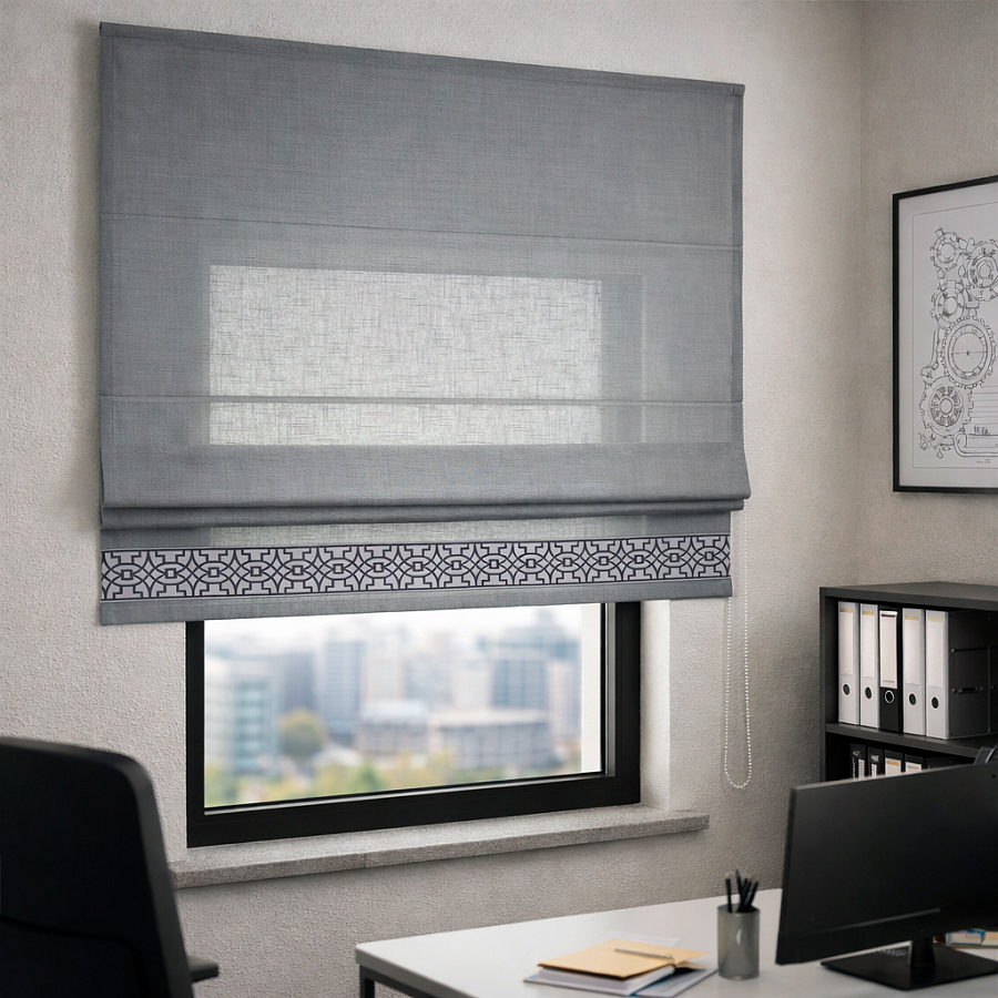 картинка Римская штора Flax Melody Style, серая от магазина Topcurtains