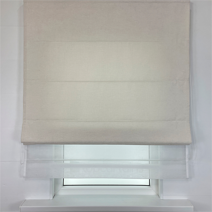 картинка Двойная римская штора Chenille Milk с тюлем от магазина Topcurtains