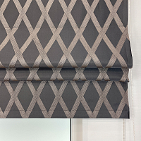картинка Римская штора Crystal Glow серая с золотистыми ромбами от магазина Topcurtains