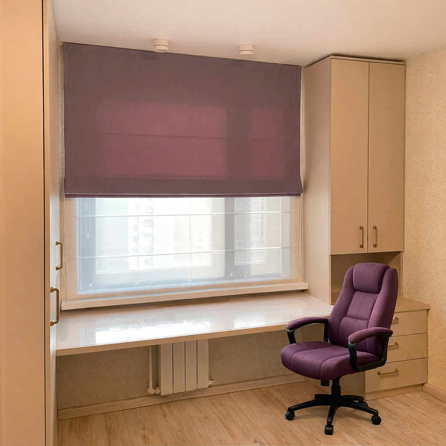 картинка Двойная римская штора "день-ночь" Alcantara purple от магазина Topcurtains