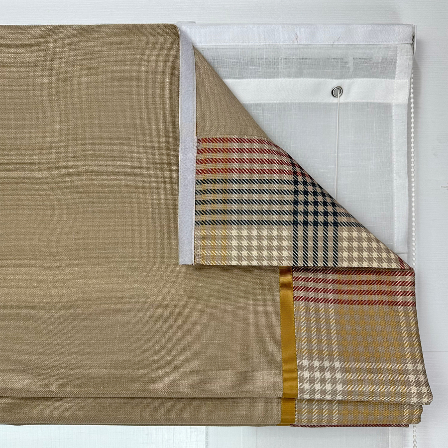картинка Двойная римская штора день-ночь Inspire Elegance Tartan темно-бежевая от магазина Topcurtains