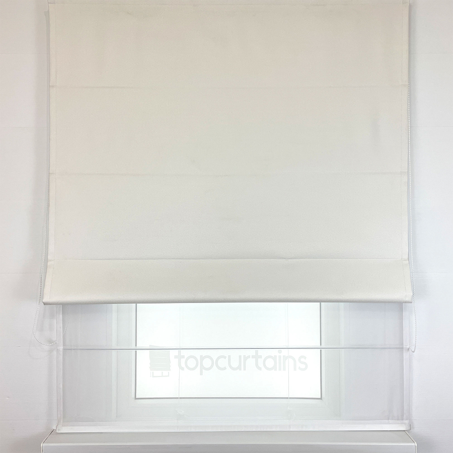 картинка Двойная римская штора White Cover с тюлем от магазина Topcurtains