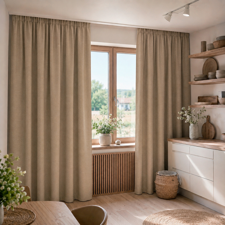 картинка Штора из рогожки Elegance бежевая от магазина Topcurtains