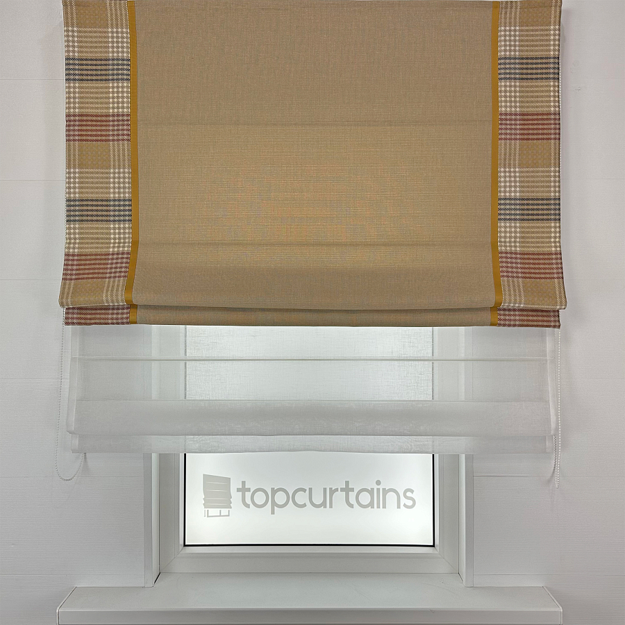 картинка Двойная римская штора день-ночь Inspire Elegance Tartan темно-бежевая от магазина Topcurtains