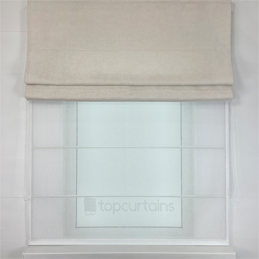 картинка Двойная римская штора Chenille Milk с тюлем от магазина Topcurtains