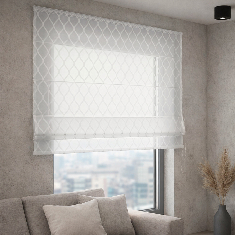 картинка Римская штора Sandglass, белая от магазина Topcurtains